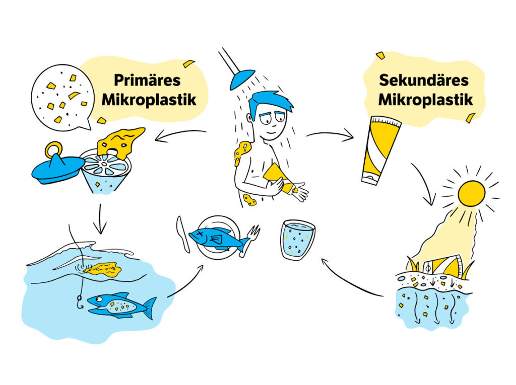 Bild über primäres und sekundäres Mikroplastik